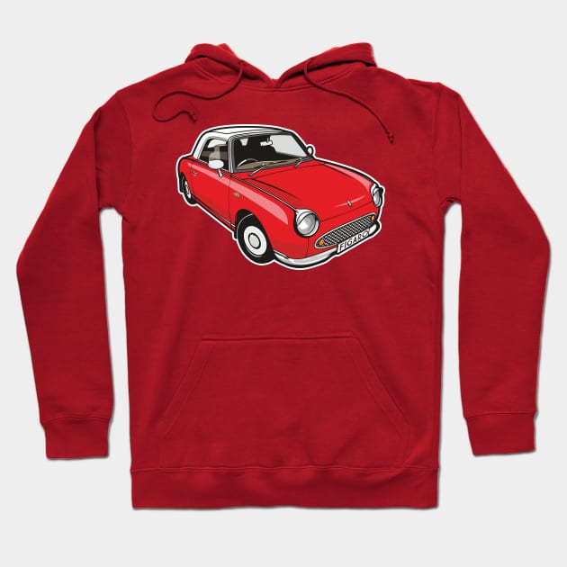 Nissan Figaro Red Hoodie by Jamie Lee Art